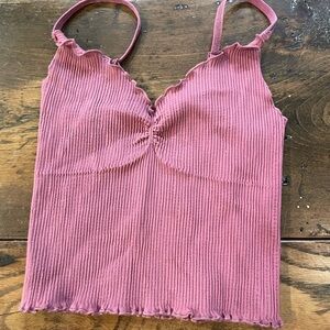 Pink Ribbed Women's Top